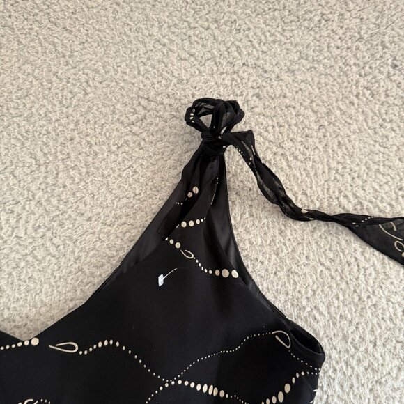 Evan-Picone Dress Black Sleeveless Midi Asymmetrical Dot Print Viscose - Picture 3 of 8